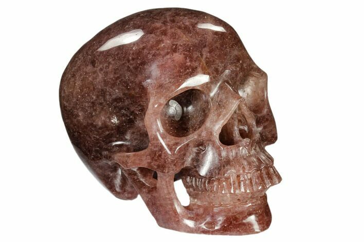 Realistic, Carved Strawberry Quartz Crystal Skull #116380
